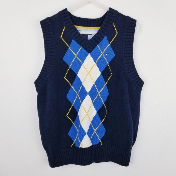 Tommy Hilfiger Navy Blue Argyle Sweater Vest, size 5 - Picture 1 of 5